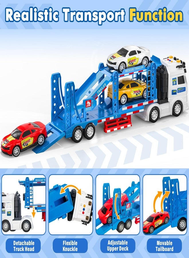 BainGesk Semi Truck Toys Car for 3, 4, 5, 6, 8 Years Old Boys Girls, Adjustable Double Decker Carrier Truck with Light & Sound, Car Hauler with Trailer Toy, Large Transport Toy Gifts for Toddler - Image 3